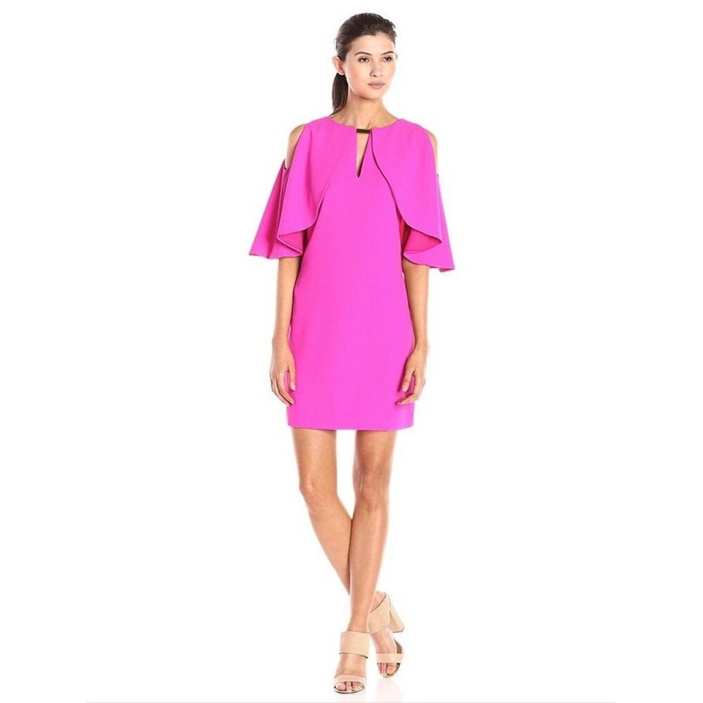 Trina Turk Bright Pink Dress With Cape - About a size 6 Womens